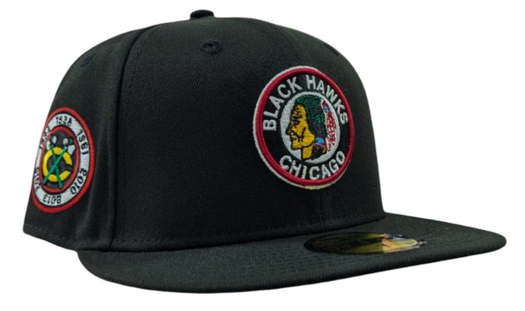 Chicago Blackhawks New Era 1934 Classic Black 59FIFTY Fitted Hat product image 1, provided for visual reference and product