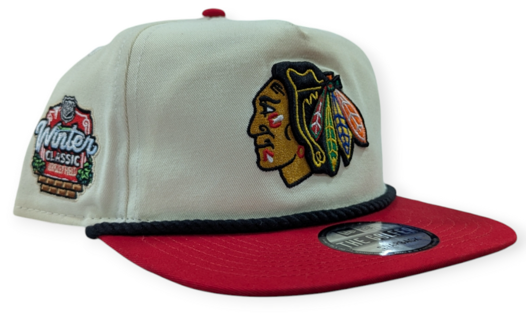 Chicago Blackhawks New Era Chrome/Red 2025 Winter Classic Golfer Adjustable Hat for Men product image 1, provided for visual