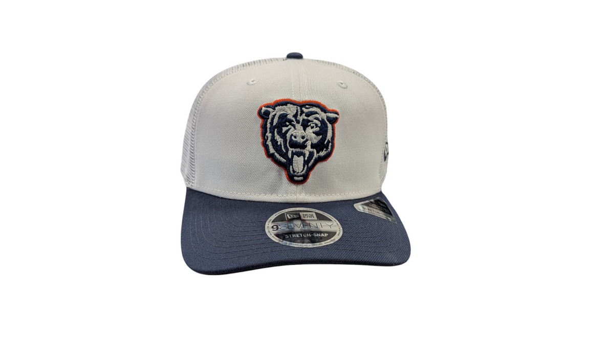 Chicago Bears New Era White/Navy NFL Trucker Primary Logo 9SEVENTY Adjustable Hat for Men product image 2, provided for