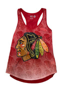 Chicago Blackhawks Womens Camo Burnout Tank top product image 1, provided for visual reference and product detail review