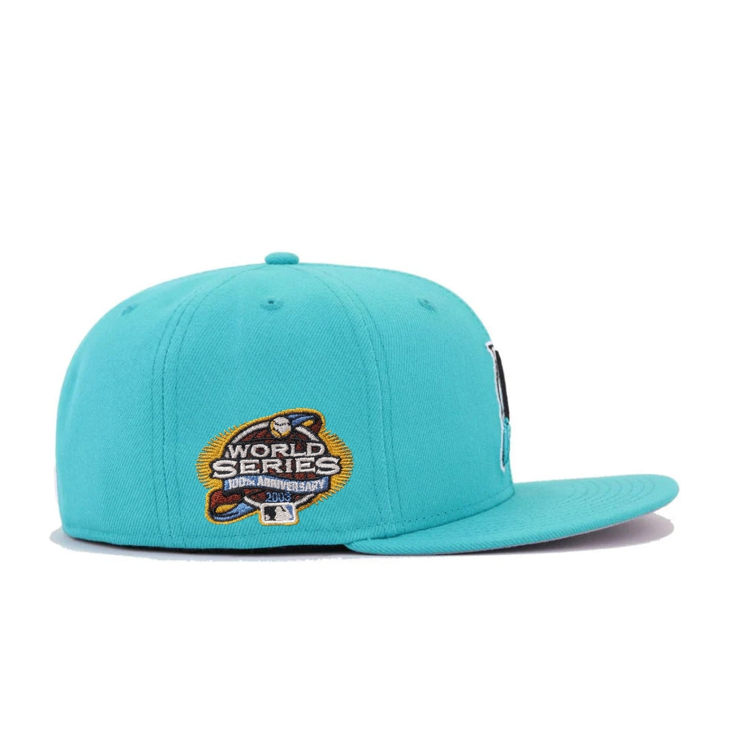 Florida Marlins 2003 World Series Teal 59FIFTY Fitted Hat for Men product image 3, provided for visual reference and product