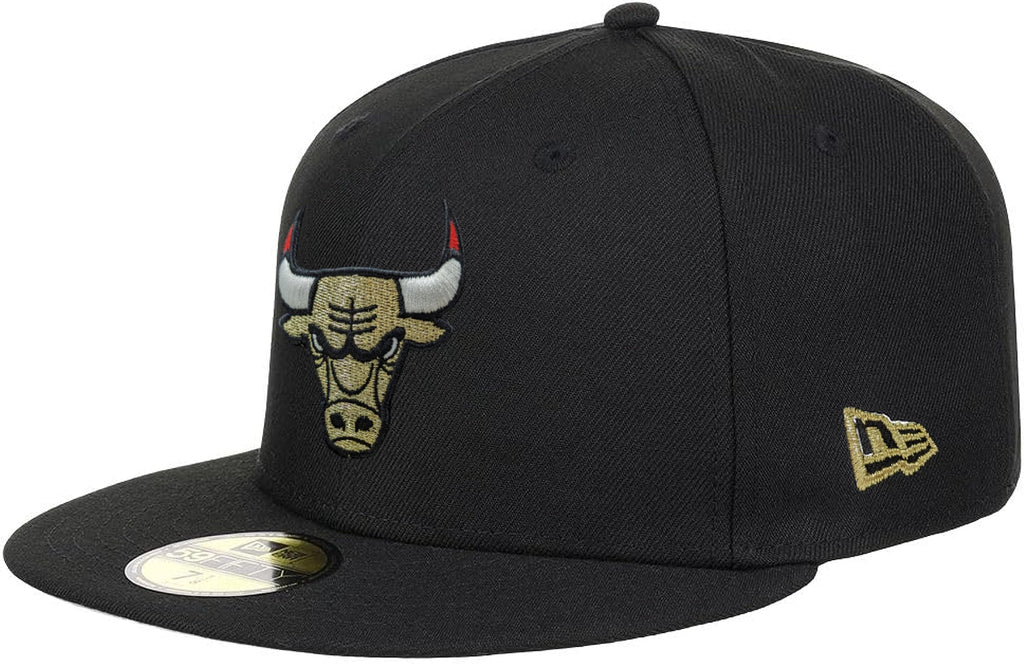 Chicago Bulls New Era Black University Gold 59FIFTY Fitted Hat for Men product image 3, provided for visual reference and
