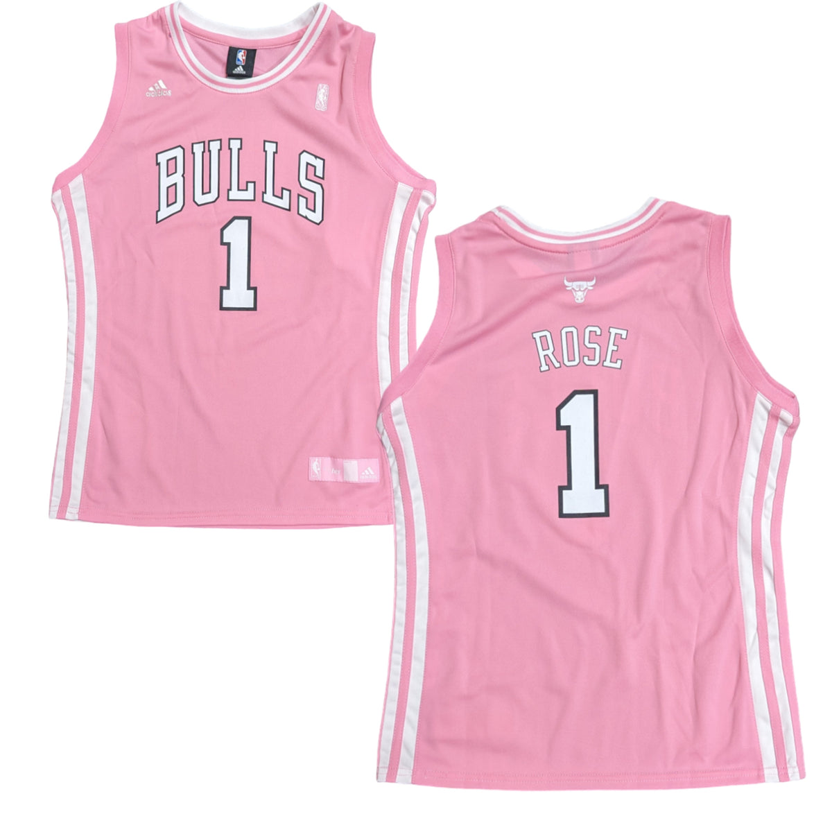 Youth Girls Chicago Bulls Derrick Rose Adidas Pink Replica Jersey product image 1, provided for visual reference and product
