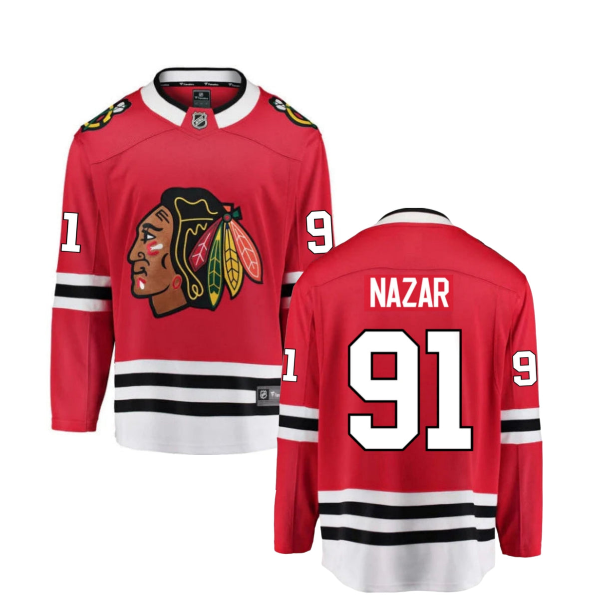 Frank Nazar Chicago Blackhawks Red Home Fanatics Premium Twill Breakaway Replica Jersey for Men product image 1, provided