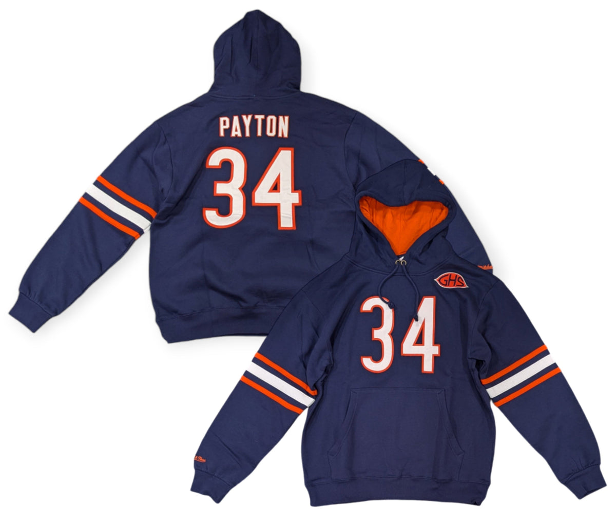 Walter Payton Chicago Bears Mitchell & Ness Navy Pullover Hoodie for Men product image 1, provided for visual reference and