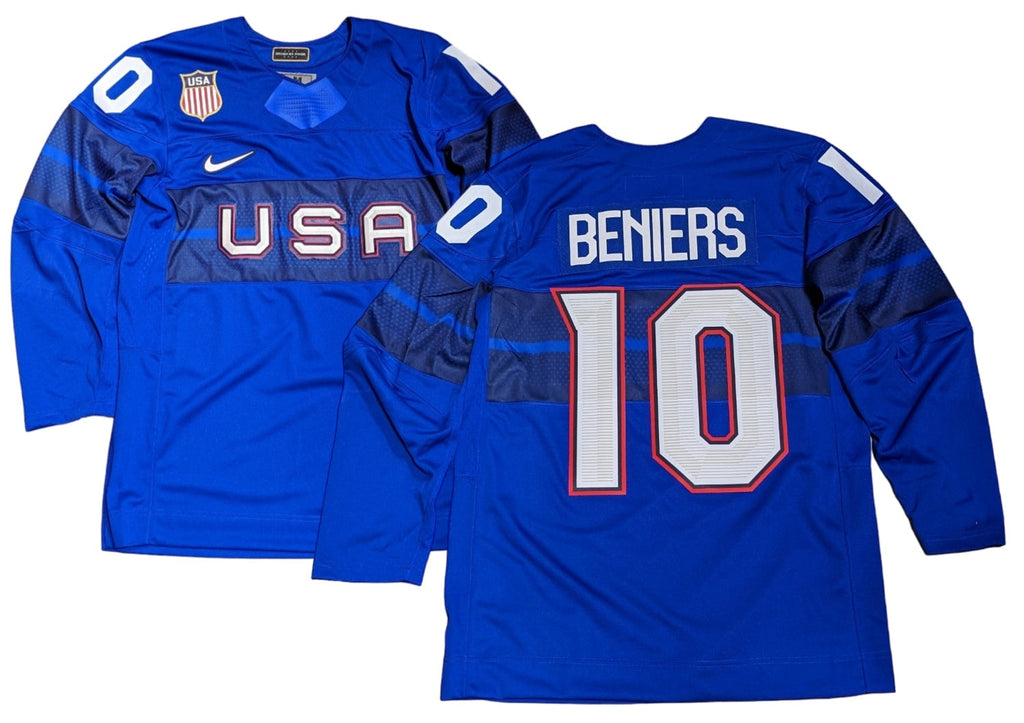 Mens USA Hockey Matty Beniers Nike Olympic Royal Replica Jersey product image 2, provided for visual reference and product