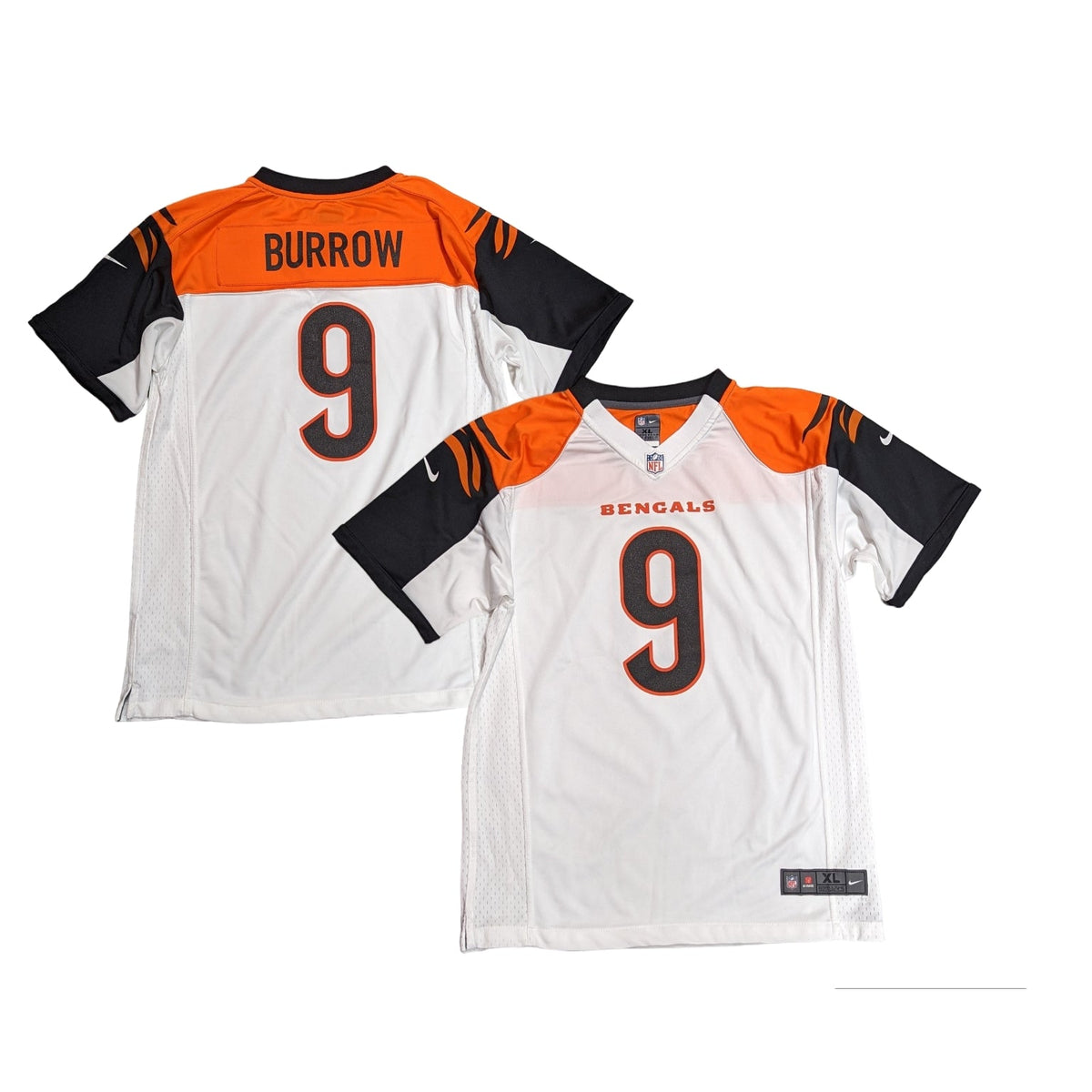 Youth Cincinnati Bengals Joe Burrow Nike Alternate White/Orange Game Jersey product image 1, provided for visual reference