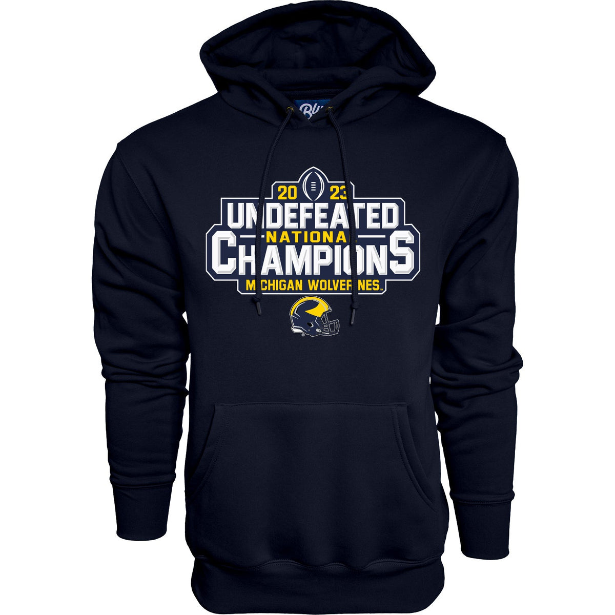 Michigan Wolverines Navy 2023 National Champions Undefeated Season 15-0 Hoodie for Men product image 1, provided for visual