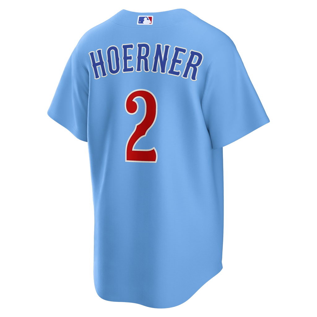 Nico Hoerner #2 Chicago Cubs Nike Light Blue 2nd Alternate Replica Jersey for Men product image 2, provided for visual
