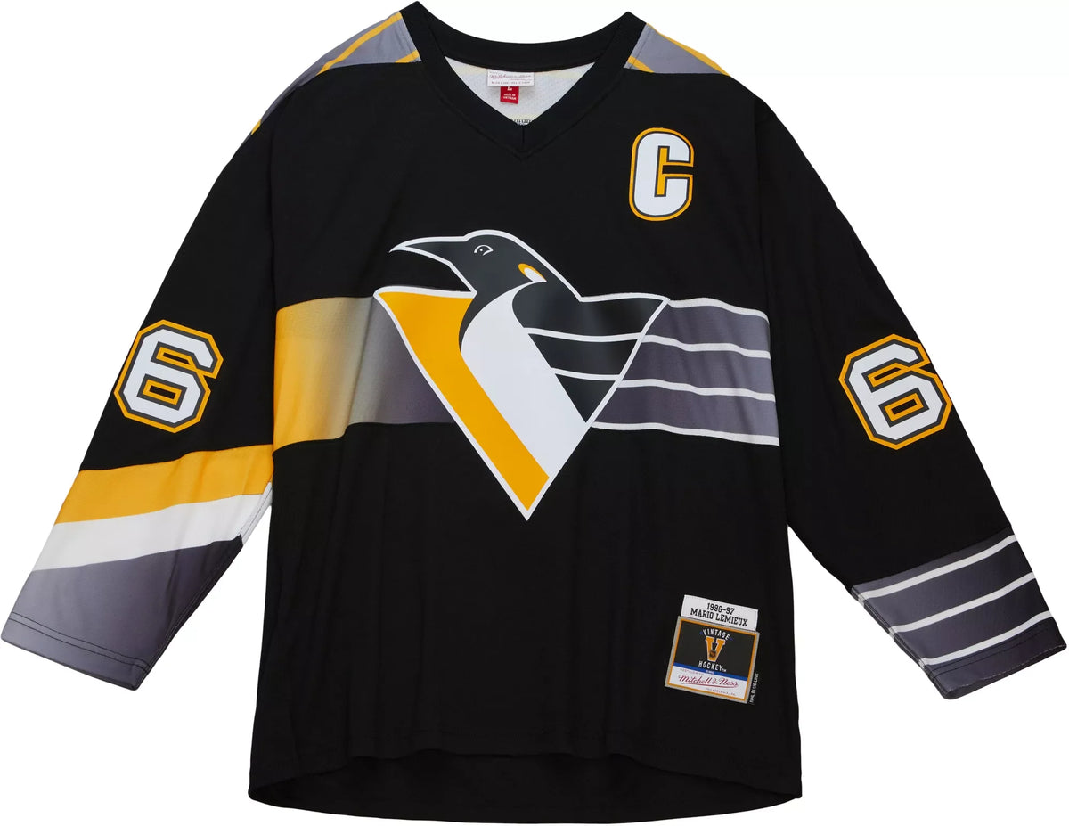 Mario Lemieux Pittsburgh Penguins Mitchell & Ness 1996/97 Captain Patch Blue Line Player Jersey - Black product image 3,