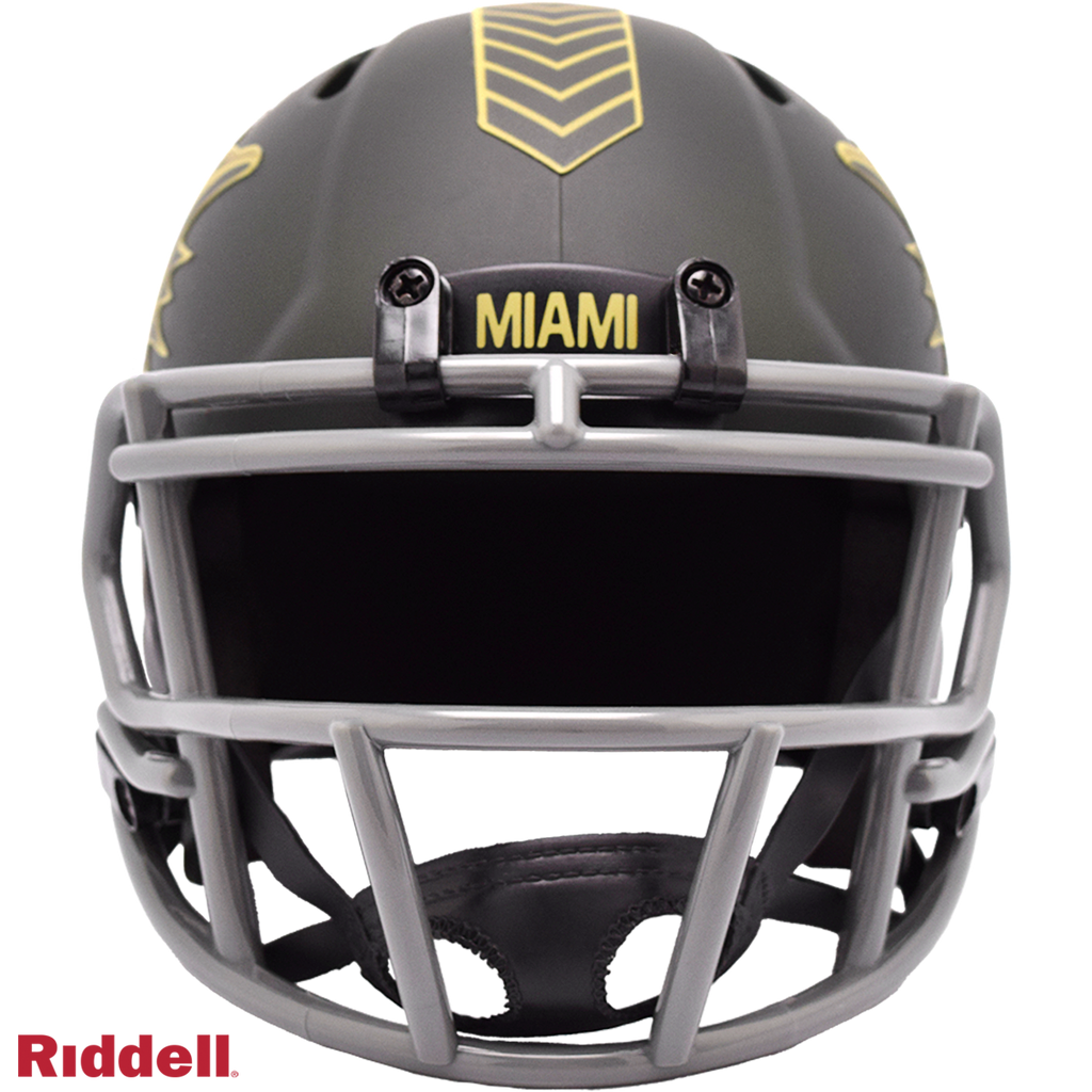 Riddell Miami Dolphins 2025 Salute To Service Speed Mini Helmet product image 2, provided for visual reference and product