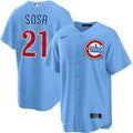 Sammy Sosa #21 Chicago Cubs Nike Light Blue 2nd Alternate Replica Jersey for Men product image 1, provided for visual
