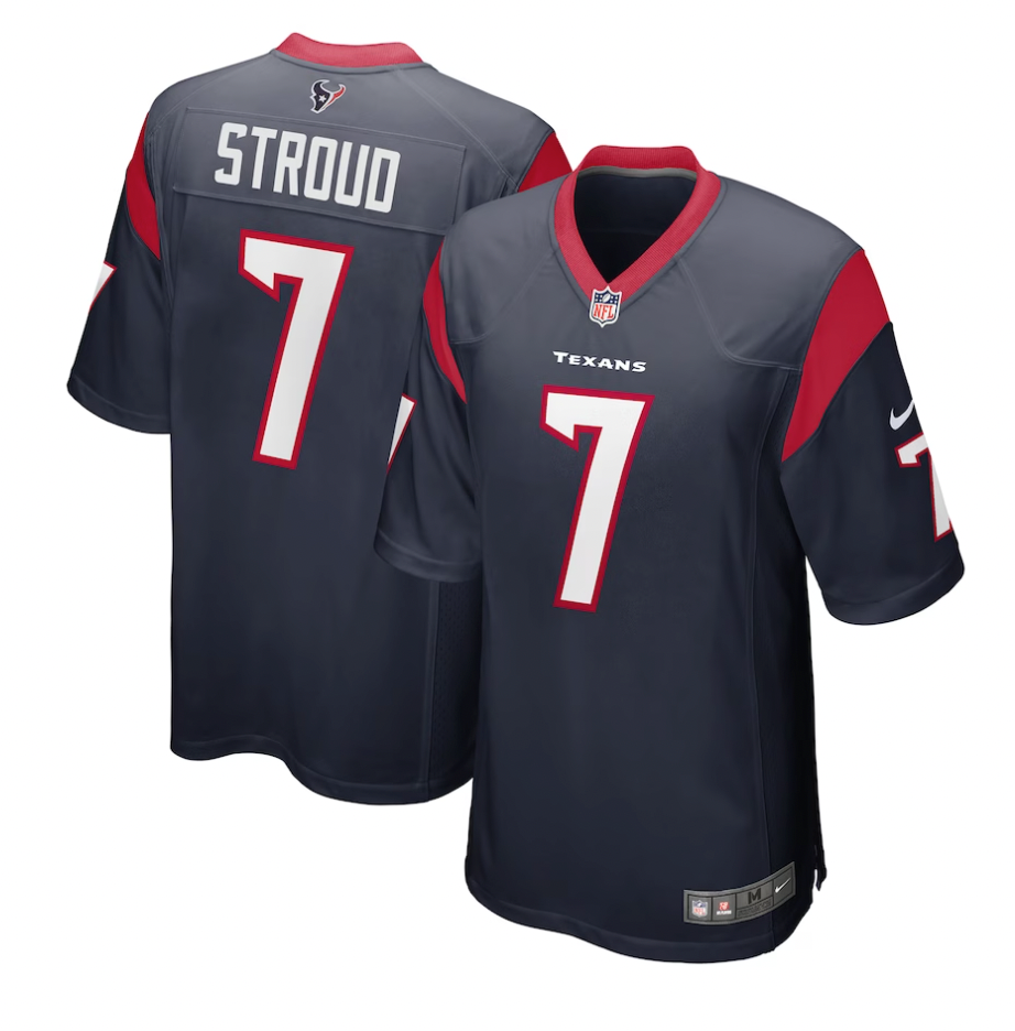 Youth Houston Texans C.J. Stroud Nike Navy Game Jersey product image 1, provided for visual reference and product detail