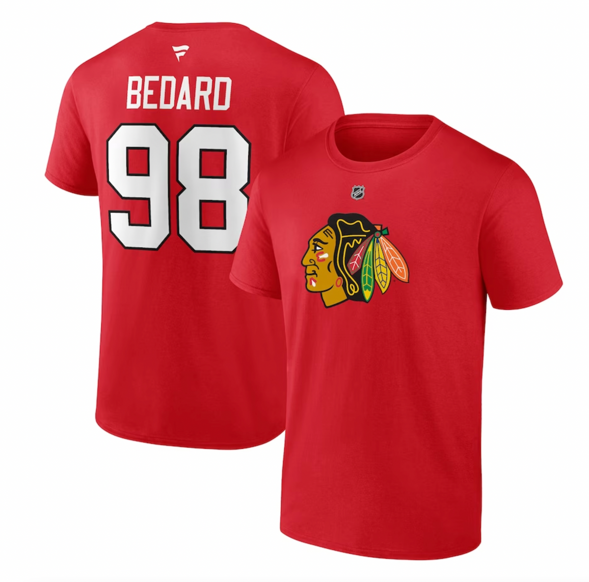 Chicago Blackhawks Connor Bedard Fanatics Branded Red NHL Authentic Stack Player Name & Number T-Shirt for Men product image
