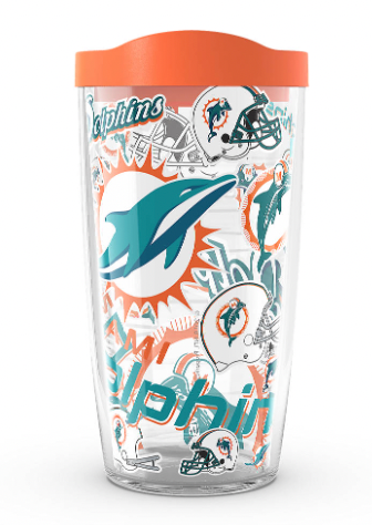 Miami Dolphins All Over Print 16 oz. Tervis Tumbler product image 1, provided for visual reference and product detail review