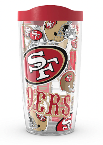 San Francisco 49ers All Over Print 16 oz. Tervis Tumbler product image 1, provided for visual reference and product detail