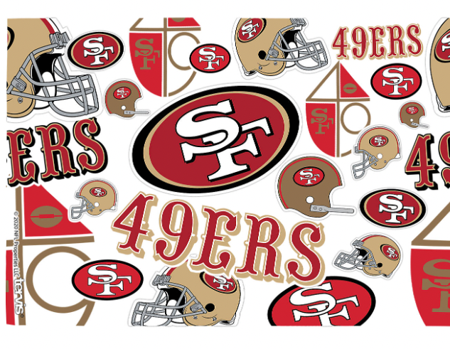 San Francisco 49ers All Over Print 16 oz. Tervis Tumbler product image 2, provided for visual reference and product detail