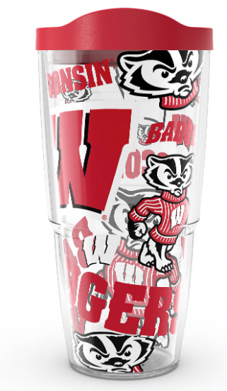 Wisconsin Badgers All Over Print 24 oz. Tervis Tumbler product image 1, provided for visual reference and product detail