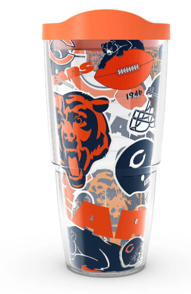 Chicago Bears All Over Print 24 oz. Tervis Tumbler product image 1, provided for visual reference and product detail review