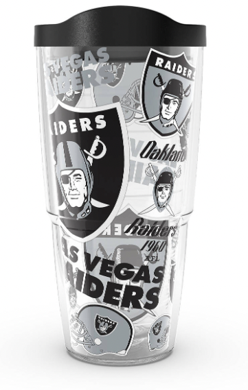 Las Vegas Raiders All Over Print 24 oz. Tervis Tumbler product image 1, provided for visual reference and product detail