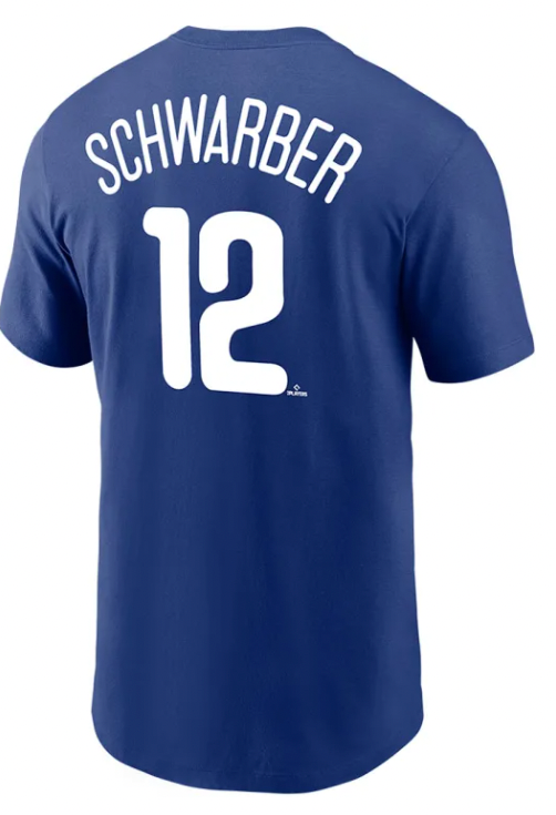 Youth Philadelphia Phillies Kyle Schwarber Nike Blue Player Name & Number T-Shirt product image 2, provided for visual