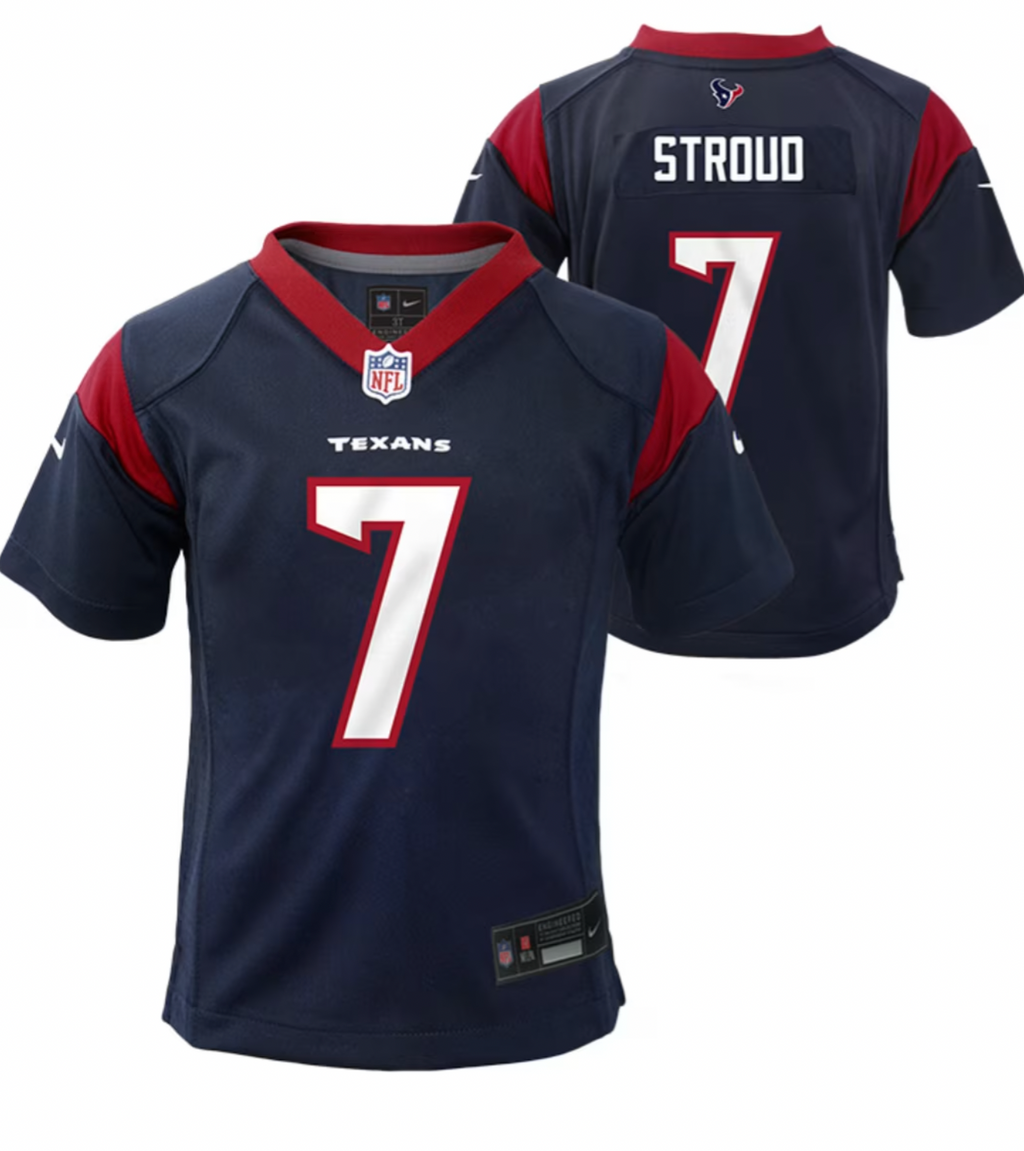 Kids CJ Stroud Houston Texans Navy Child Nike Replica Jersey product image 1, provided for visual reference and product