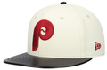 Philadelphia Phillies Cooperstown Collection Cream/Black Leather Visor New Era 59FIFTY Fitted Hat product image 1, provided