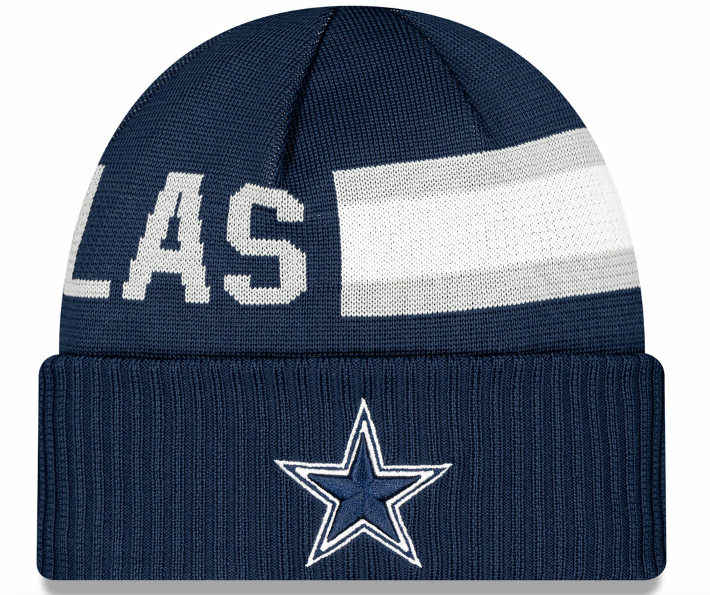 Dallas Cowboys New Era 2024 NFL Sideline Navy Tech Knit Hat product image 1, provided for visual reference and product