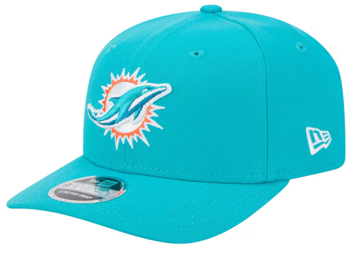 Miami Dolphins New Era Aqua 9SEVENTY Adjustable Hat product image 1, provided for visual reference and product detail review