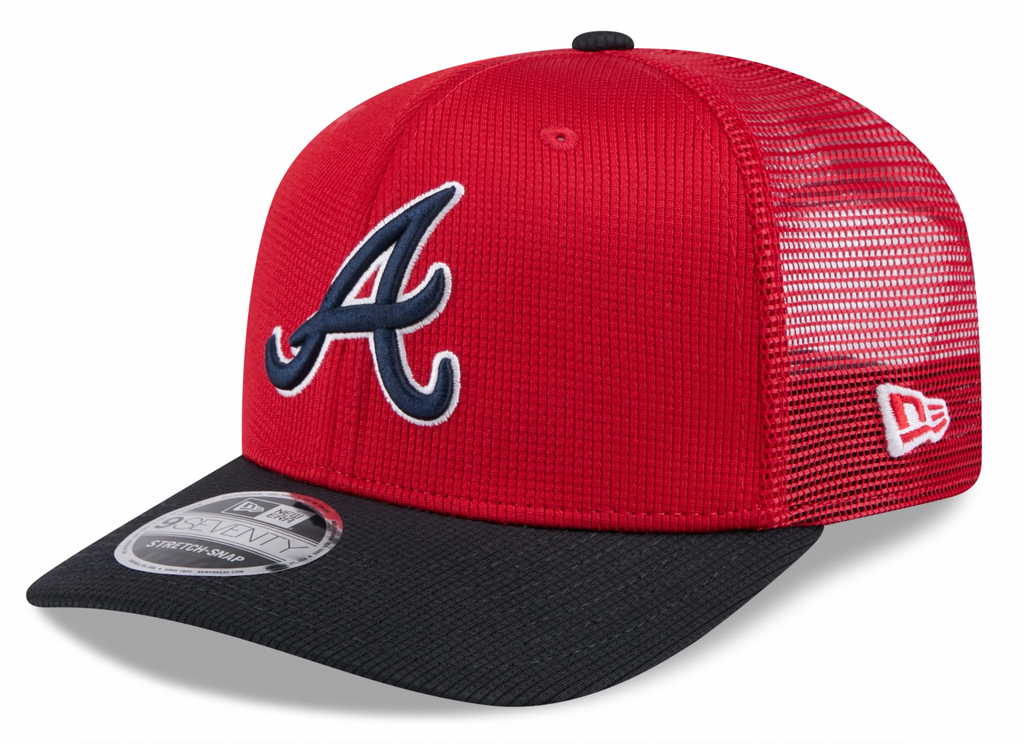 Atlanta Braves New Era Red/Navy 2025 Spring Training 9SEVENTY Trucker Hat product image 1, provided for visual reference and