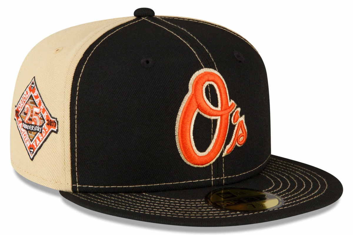 Baltimore Orioles New Era Black/Vegas Gold 59FIFTY Fitted Hat for Men product image 1, provided for visual reference and