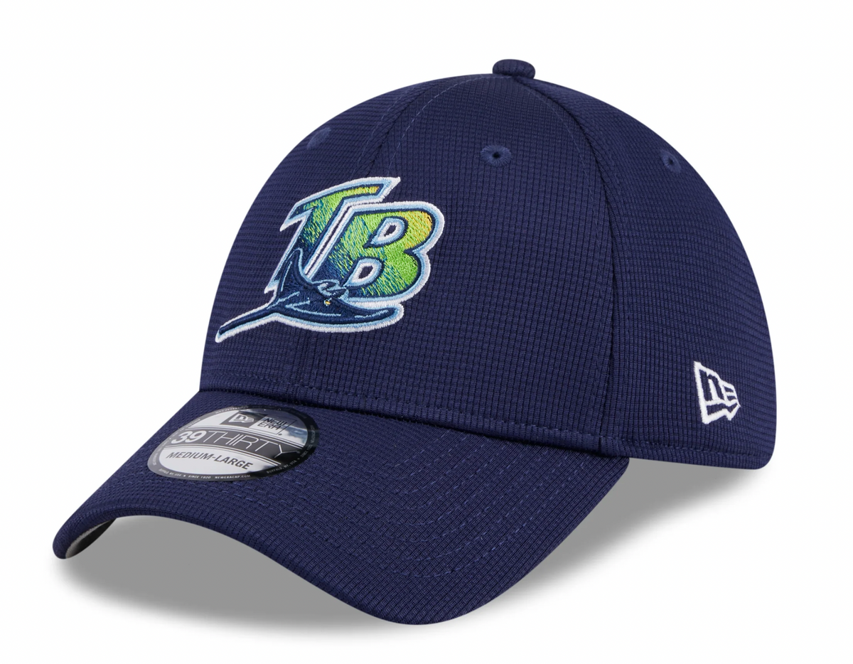 Tampa Bay Rays New Era 2024 Batting Practice Navy 39THIRTY Flex-Fit Hat for Men product image 1, provided for visual