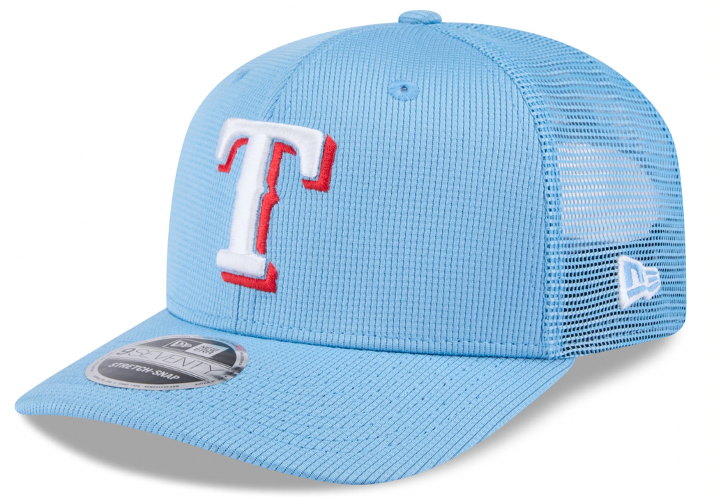 Texas Rangers New Era Blue 2025 Spring Training 9SEVENTY Trucker Hat product image 1, provided for visual reference and