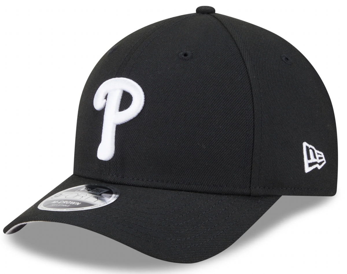 Philadelphia Phillies Black and White New Era M-Crown 9FORTY Adjustable Hat product image 1, provided for visual reference
