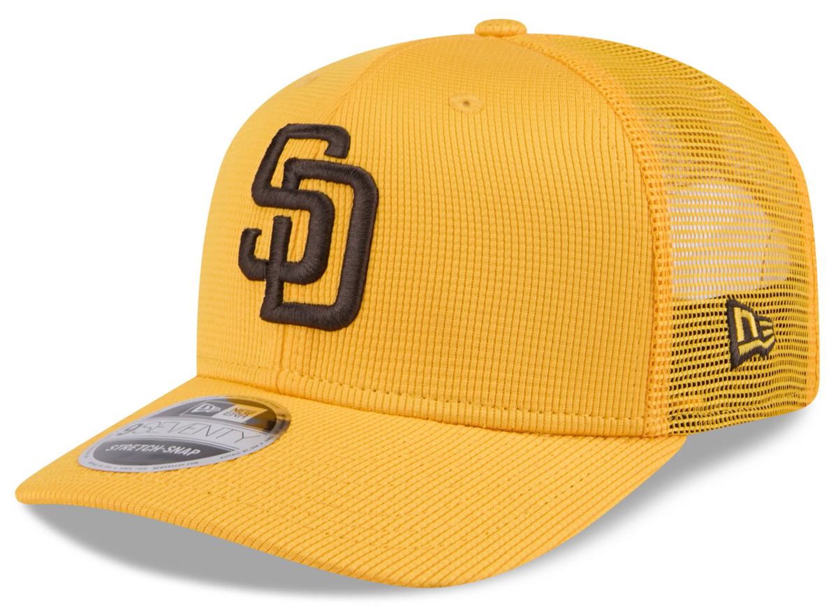 San Diego Padres New Era Yellow 2025 Spring Training 9SEVENTY Trucker Hat product image 1, provided for visual reference and