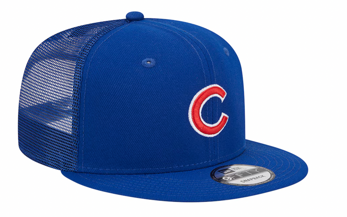 Chicago Cubs Primary Logo New Era Blue 9FIFTY Mesh Trucker Snapback Hat product image 3, provided for visual reference and