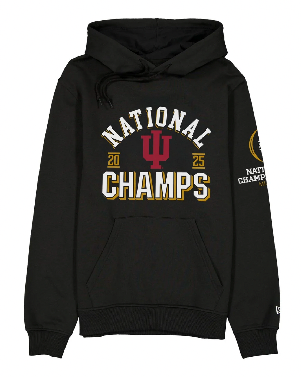 Indiana Hoosiers 2025-26 National Champions Black Hoodie By New Era for Men product image 1, provided for visual reference