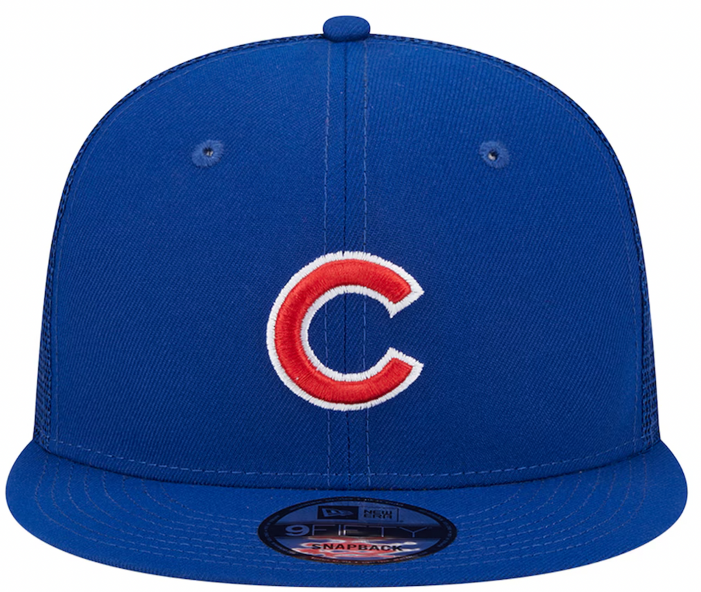 Chicago Cubs Primary Logo New Era Blue 9FIFTY Mesh Trucker Snapback Hat product image 2, provided for visual reference and