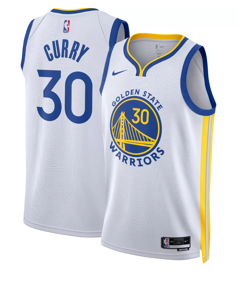 Youth Golden State Warriors Stephen Curry Nike White Swingman Icon Jersey product image 1, provided for visual reference and