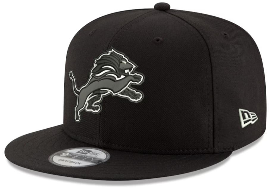 Detroit Lions New Era Tonal Black/White Trim Primary Logo Basic 9FIFTY Adjustable Hat product image 1, provided for visual