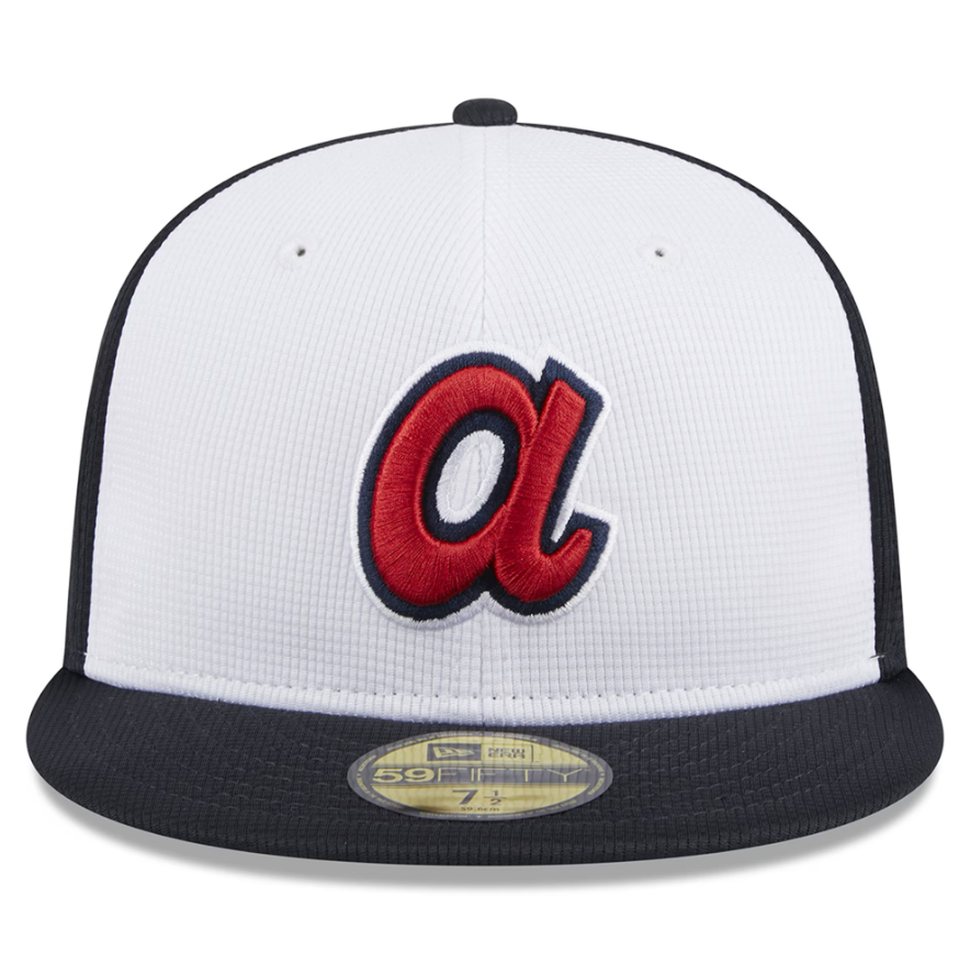 Atlanta Braves New Era White 2024 Batting Practice 59FIFTY Fitted Hat for Men product image 2, provided for visual reference