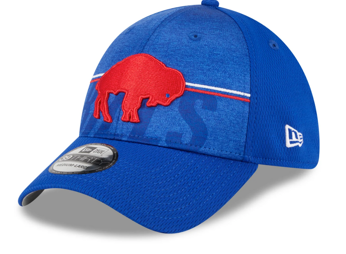 Buffalo Bills New Era NFL 2023 Training Camp Royal Blue Throwback Logo 39THIRTY Flex Fit Hat for Men product image 1,
