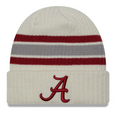 Alabama Crimson Tide New Era Off White Vintage Cuffed Knit Hat product image 1, provided for visual reference and product
