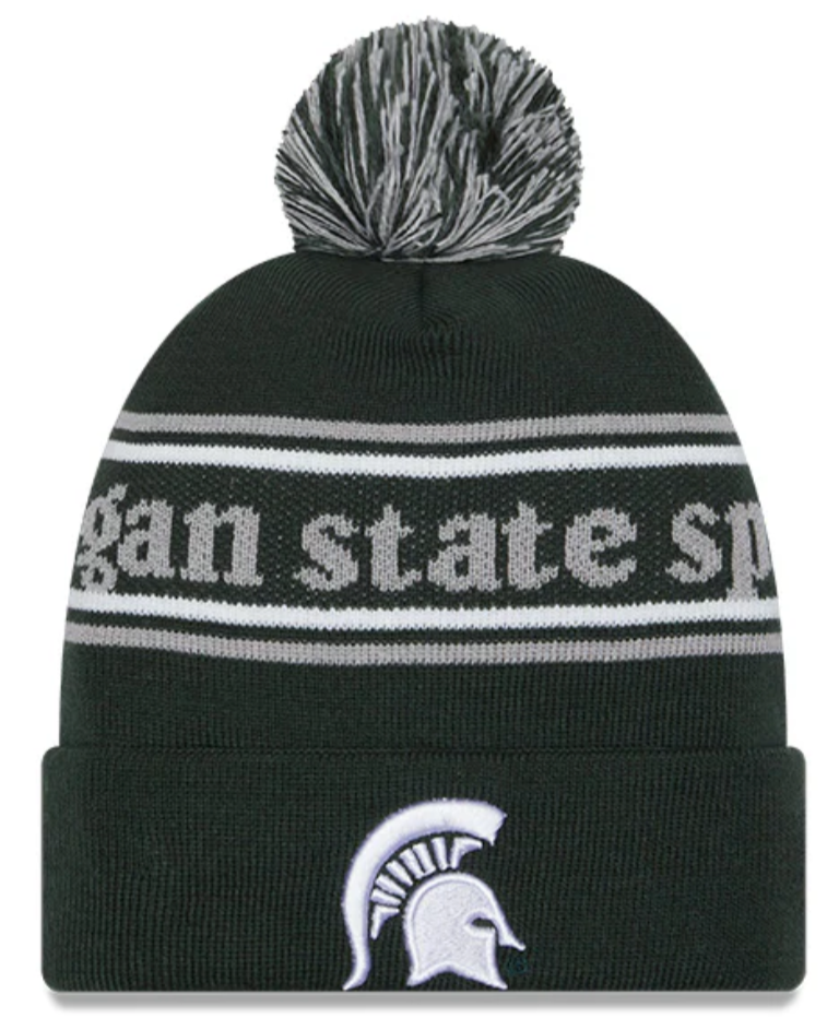 Michigan State Spartans Green New Era Marquee Cuffed Knit Hat with Pom product image 1, provided for visual reference and