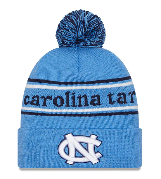 North Carolina Tar Heels New Era Marquee Cuffed Knit Hat with Pom - Carolina Blue product image 1, provided for visual