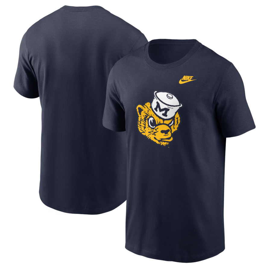Michigan Wolverines Nike Legacy Alternate Navy Logo T-Shirt for Men product image 1, provided for visual reference and