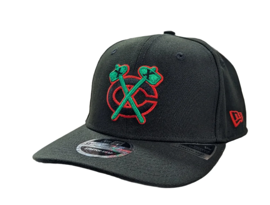 Chicago Blackhawks New Era NHL Reverse OTC Black 9SEVENTY Adjustable Hat product image 5, provided for visual reference and