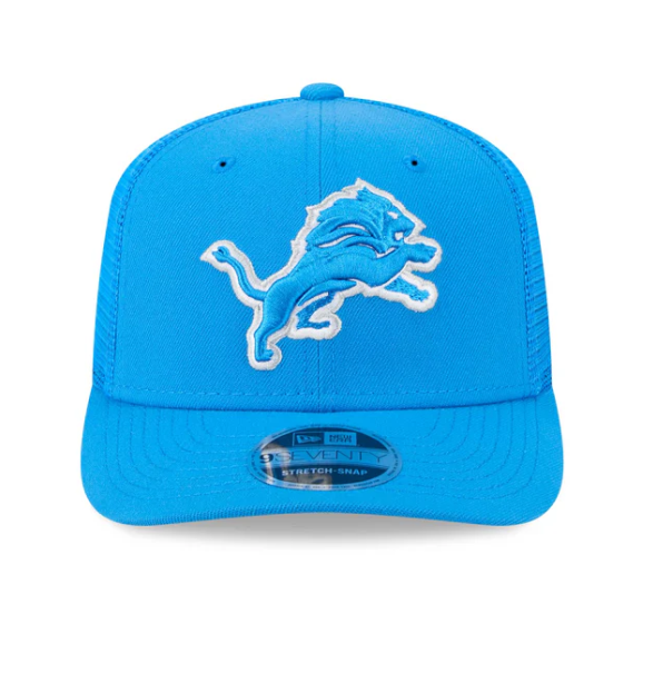 Detroit Lions New Era Sky Blue 9SEVENTY Trucker Adjustable Hat product image 2, provided for visual reference and product