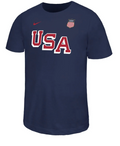 Youth 2026 USA Hockey Nike Legend Navy Blue Short-Sleeve Dri-Fit T-Shirt product image 1, provided for visual reference and