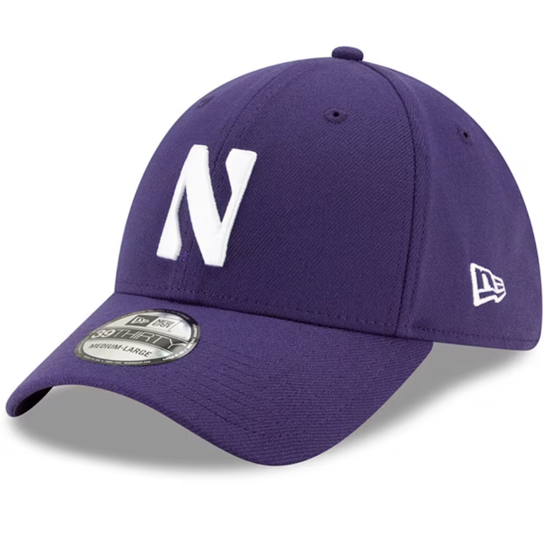 Mens Northwestern Wildcats New Era Navy 39THIRTY Team Classic Flex Hat product image 1, provided for visual reference and